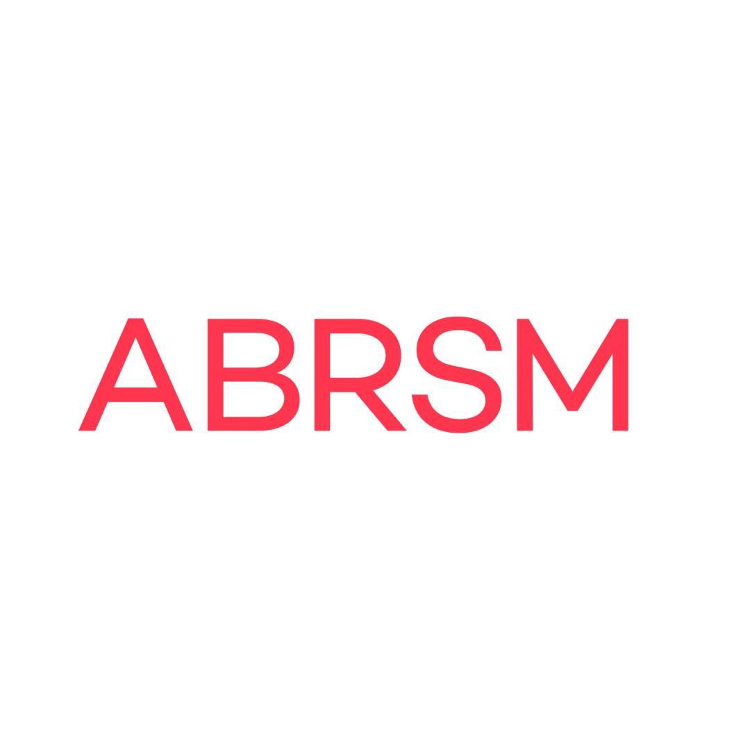 ABRSM logo, warm red letters on a white background saying ABRSM