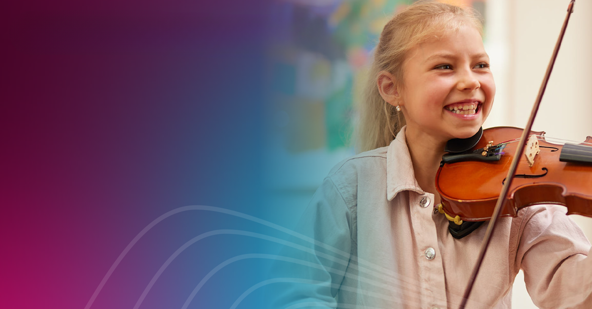 young girl plays violin